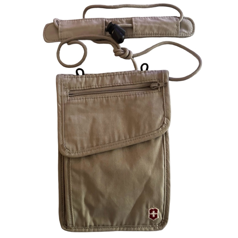 VICTORINOX Deluxe Multi-Pocket Concealed Neck Pouch 5.5”x 8” Khaki - Picture 2 of 9